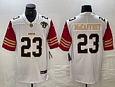 Men's San Francisco 49ers #23 Christian McCaffrey White 75th Patch Golden Edition Stitched Nike Limited Jersey Dzhi,baseball caps,new era cap wholesale,wholesale hats
